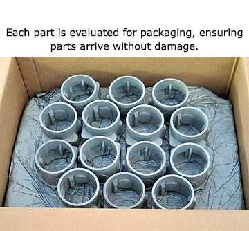 Each part is evaluated for packaging, ensuring parts arrive without damage